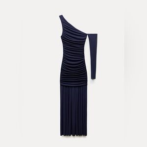 Elegant Navy One-Shoulder Dress